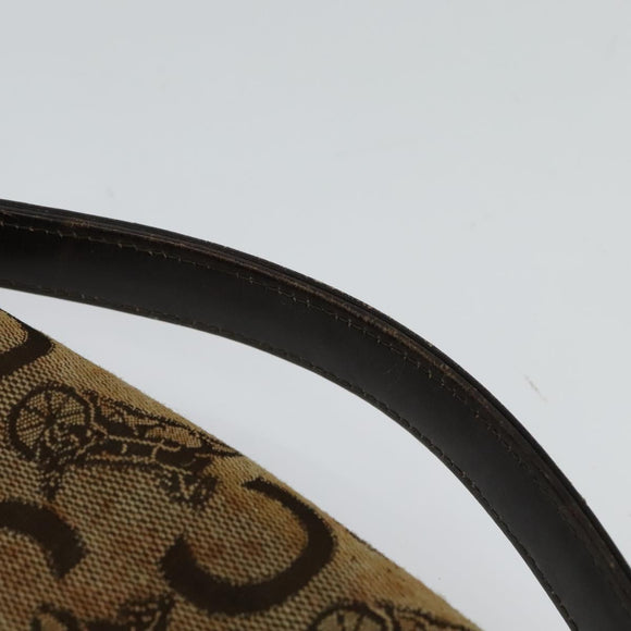 CELINE C Sulky Hand Bag Canvas Brown Gold Auth 127253