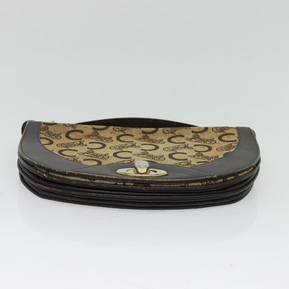 CELINE C Sulky Hand Bag Canvas Brown Gold Auth 127253