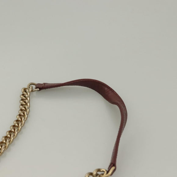 CHANEL Matelasse Chain Shoulder Bag Caviar Skin Red CC Auth 127257