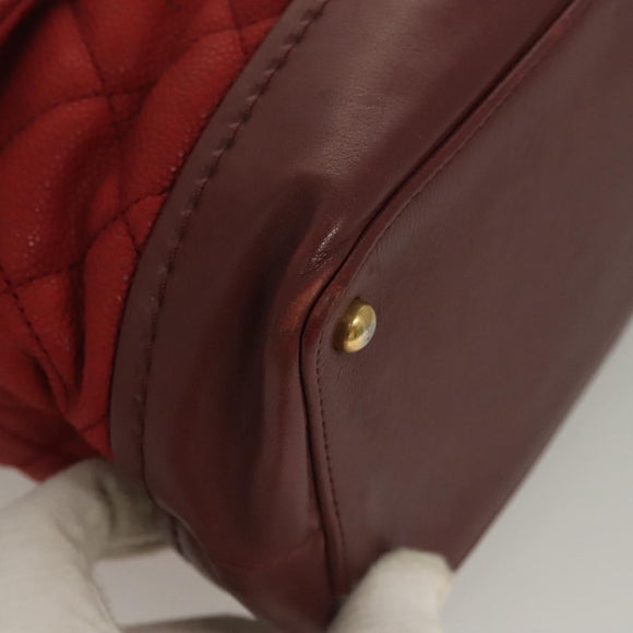 CHANEL Matelasse Chain Shoulder Bag Caviar Skin Red CC Auth 127257