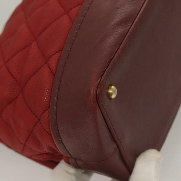 CHANEL Matelasse Chain Shoulder Bag Caviar Skin Red CC Auth 127257