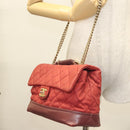 CHANEL Matelasse Chain Shoulder Bag Caviar Skin Red CC Auth 127257-23