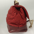 CHANEL Matelasse Chain Shoulder Bag Caviar Skin Red CC Auth 127257-5