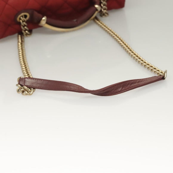 CHANEL Matelasse Chain Shoulder Bag Caviar Skin Red CC Auth 127257