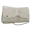 CHANEL Chain Shoulder Bag Leather Gray Silver CC Auth 127258V-1