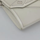 CHANEL Chain Shoulder Bag Leather Gray Silver CC Auth 127258V-11