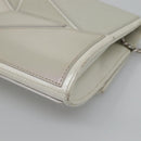 CHANEL Chain Shoulder Bag Leather Gray Silver CC Auth 127258V-12