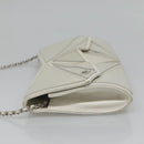 CHANEL Chain Shoulder Bag Leather Gray Silver CC Auth 127258V-4