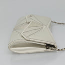 CHANEL Chain Shoulder Bag Leather Gray Silver CC Auth 127258V-5
