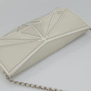 CHANEL Chain Shoulder Bag Leather Gray Silver CC Auth 127258V-6