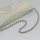 CHANEL Chain Shoulder Bag Leather Gray Silver CC Auth 127258V-7