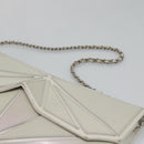 CHANEL Chain Shoulder Bag Leather Gray Silver CC Auth 127258V-8