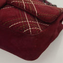 CHANEL Wild Stitch Chain Shoulder Bag Suede Bordeaux Silver CC Auth 127259-14