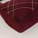 CHANEL Wild Stitch Chain Shoulder Bag Suede Bordeaux Silver CC Auth 127259-15