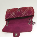 CHANEL Wild Stitch Chain Shoulder Bag Suede Bordeaux Silver CC Auth 127259-10