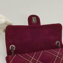 CHANEL Wild Stitch Chain Shoulder Bag Suede Bordeaux Silver CC Auth 127259-18