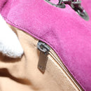 CHANEL Wild Stitch Chain Shoulder Bag Suede Bordeaux Silver CC Auth 127259-23