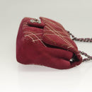 CHANEL Wild Stitch Chain Shoulder Bag Suede Bordeaux Silver CC Auth 127259-3