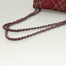 CHANEL Wild Stitch Chain Shoulder Bag Suede Bordeaux Silver CC Auth 127259-7