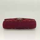 CHANEL Wild Stitch Chain Shoulder Bag Suede Bordeaux Silver CC Auth 127259-5