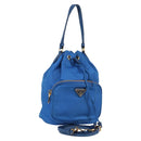 PRADA Hand Bag Nylon 2way Blue Gold Auth 127263V-1