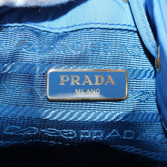 PRADA Hand Bag Nylon 2way Blue Gold Auth 127263V