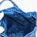 PRADA Hand Bag Nylon 2way Blue Gold Auth 127263V-19