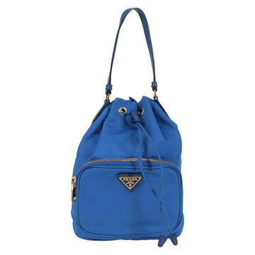 PRADA Hand Bag Nylon 2way Blue Gold Auth 127263V - 0