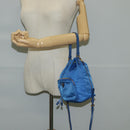 PRADA Hand Bag Nylon 2way Blue Gold Auth 127263V-23