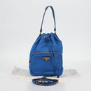 PRADA Hand Bag Nylon 2way Blue Gold Auth 127263V-24