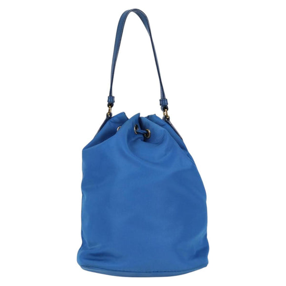 PRADA Hand Bag Nylon 2way Blue Gold Auth 127263V
