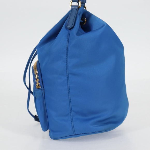 PRADA Hand Bag Nylon 2way Blue Gold Auth 127263V