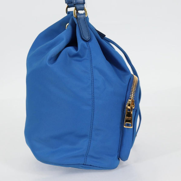 PRADA Hand Bag Nylon 2way Blue Gold Auth 127263V