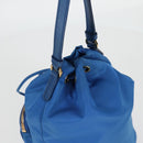 PRADA Hand Bag Nylon 2way Blue Gold Auth 127263V-6