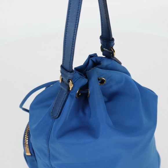 PRADA Hand Bag Nylon 2way Blue Gold Auth 127263V