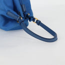 PRADA Hand Bag Nylon 2way Blue Gold Auth 127263V-7