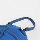 PRADA Hand Bag Nylon 2way Blue Gold Auth 127263V-8