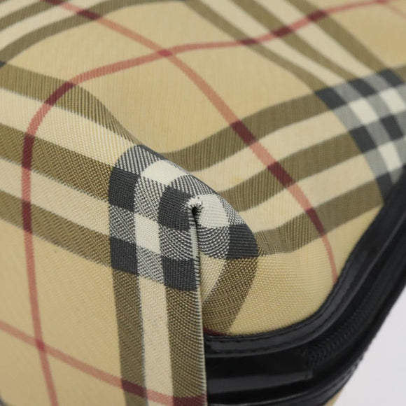 BURBERRY Nova Check Hand Bag PVC Beige Silver Auth 127268