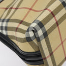 BURBERRY Nova Check Hand Bag PVC Beige Silver Auth 127268-11