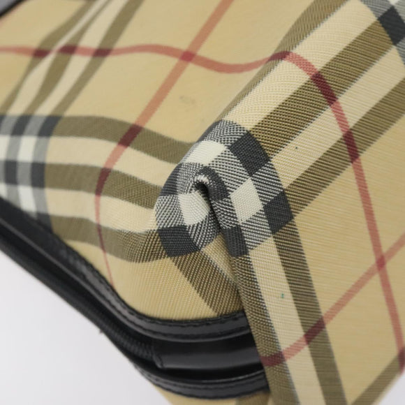 BURBERRY Nova Check Hand Bag PVC Beige Silver Auth 127268