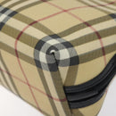 BURBERRY Nova Check Hand Bag PVC Beige Silver Auth 127268-12