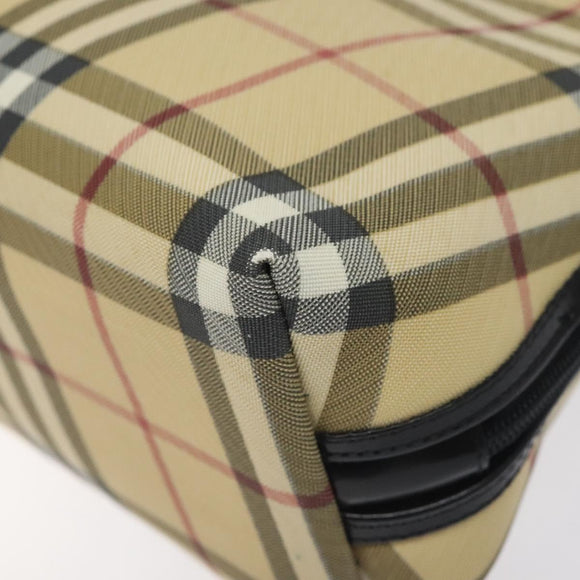 BURBERRY Nova Check Hand Bag PVC Beige Silver Auth 127268