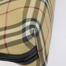 BURBERRY Nova Check Hand Bag PVC Beige Silver Auth 127268-13
