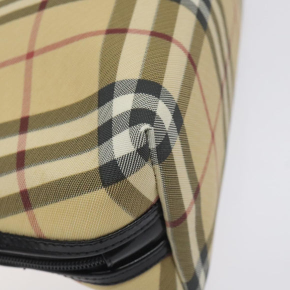 BURBERRY Nova Check Hand Bag PVC Beige Silver Auth 127268