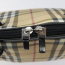 BURBERRY Nova Check Hand Bag PVC Beige Silver Auth 127268-15