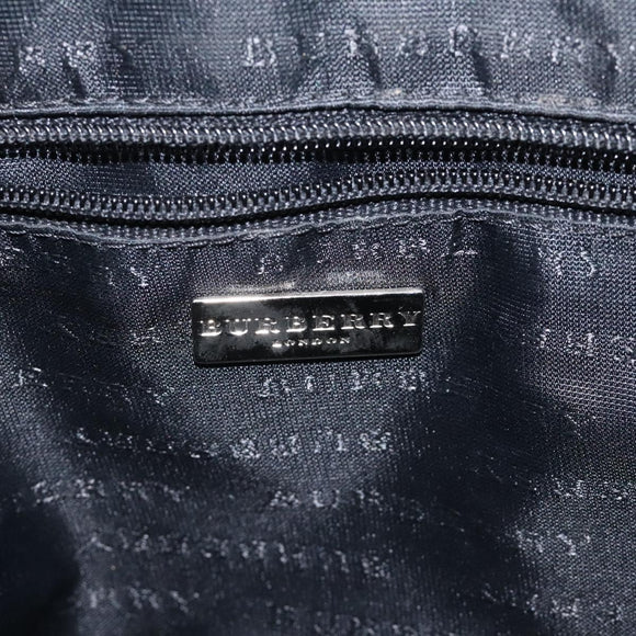 BURBERRY Nova Check Hand Bag PVC Beige Silver Auth 127268