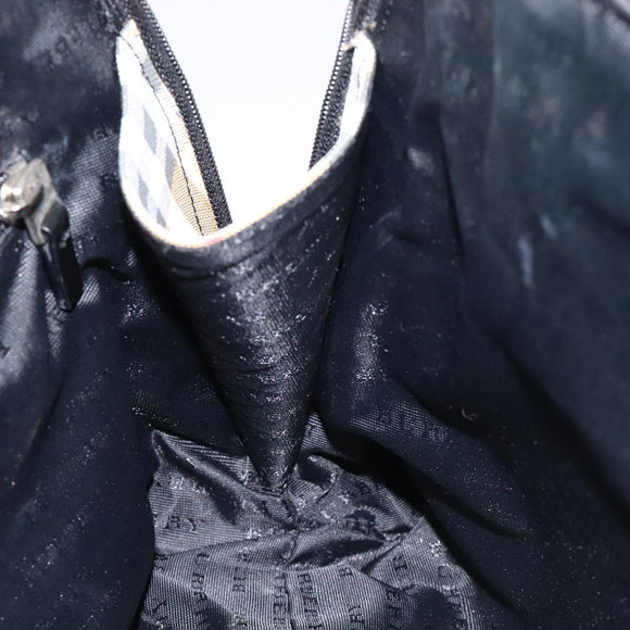 BURBERRY Nova Check Hand Bag PVC Beige Silver Auth 127268