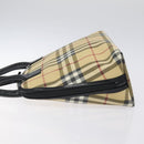 BURBERRY Nova Check Hand Bag PVC Beige Silver Auth 127268-5