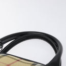 BURBERRY Nova Check Hand Bag PVC Beige Silver Auth 127268-8