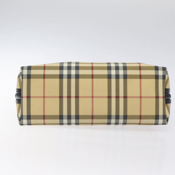 BURBERRY Nova Check Hand Bag PVC Beige Silver Auth 127268